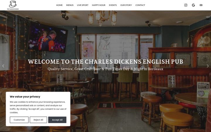 Skjámynd af charlesdickenspub.fr