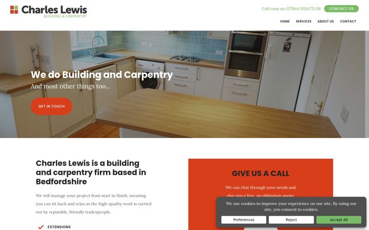 Ekrānuzņēmums no charleslewisconstruction.co.uk