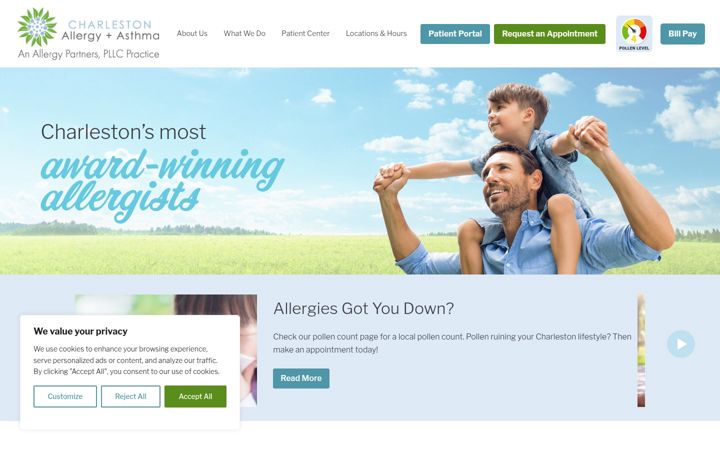 Screenshot of charlestonallergy.com