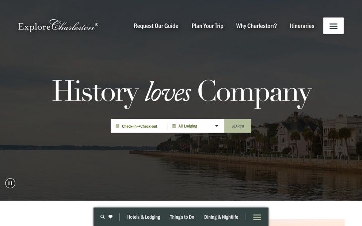 Screenshot of charlestoncvb.com