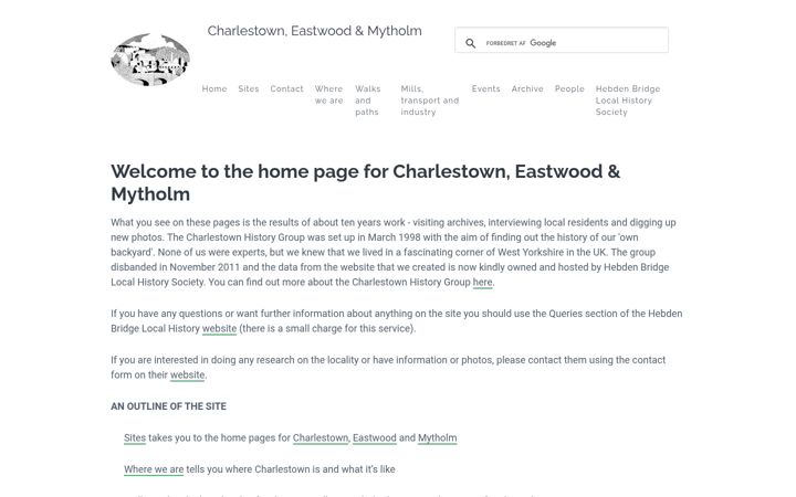 Screenshot of charlestownhistory.org.uk