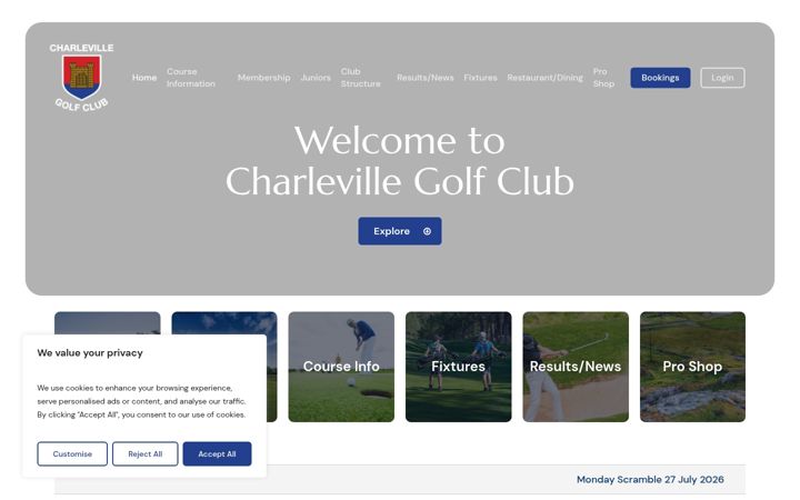 Screenshot of charlevillegolf.com
