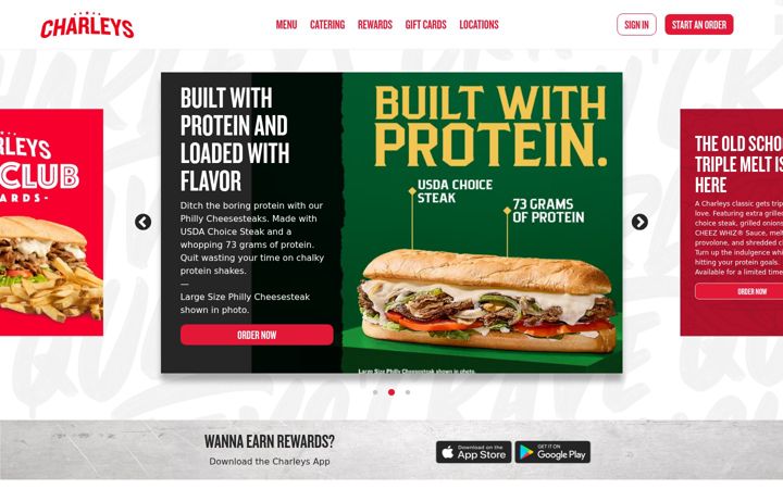 Screenshot of charleys.com