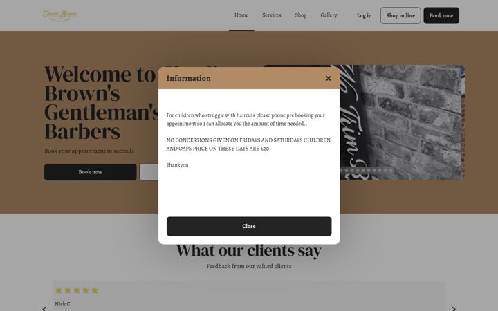 Screenshot ta' charliebrownsgentlemansbarbers.co.uk