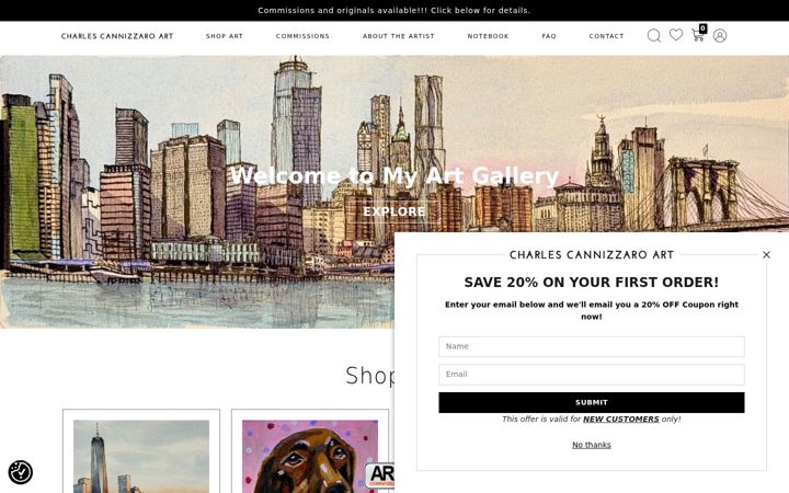 Screenshot of charliecannsketch.com