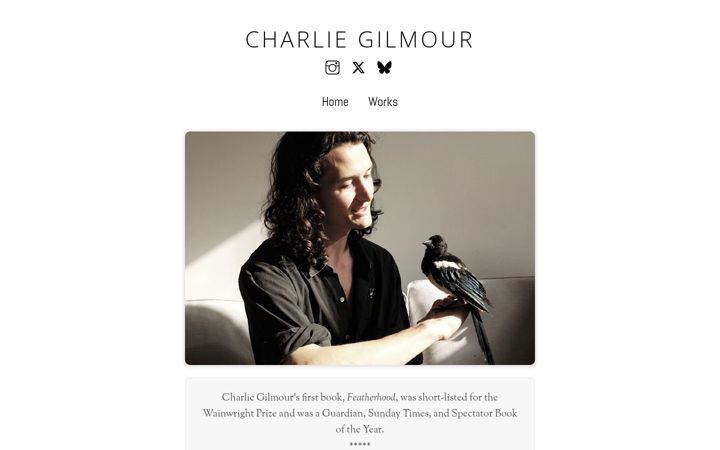 Screenshot of charliegilmour.com