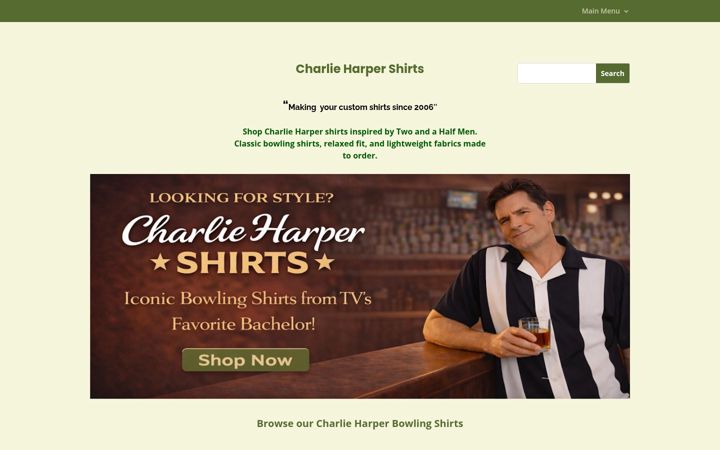 Screenshot of charlieharpershirts.com
