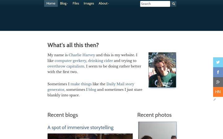 Screenshot of charlieharvey.org.uk