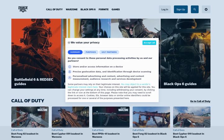 Screenshot of charlieintel.com