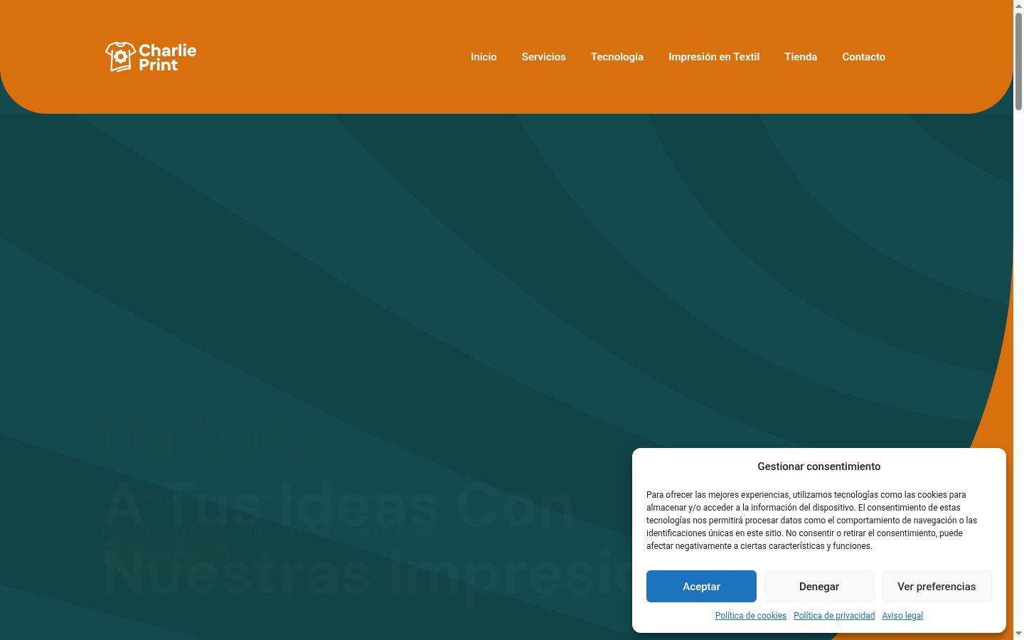 Screenshot del banner di consenso mostrato prima di qualsiasi interazione