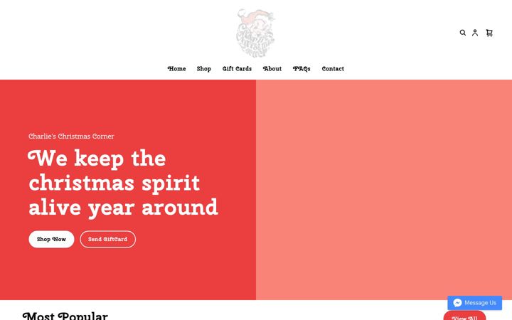 Screenshot of charlieschristmascorner.com