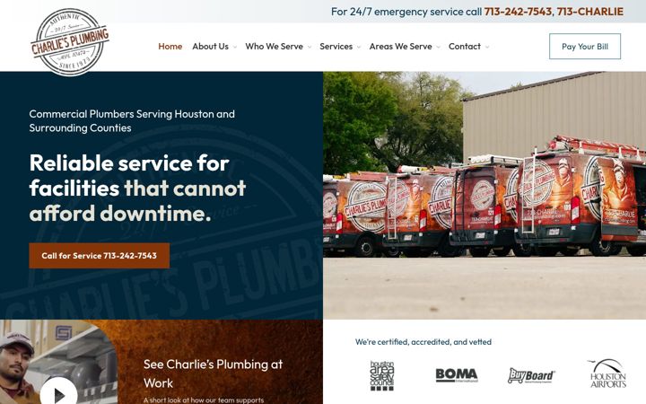 Screenshot of charliesplumbing.com