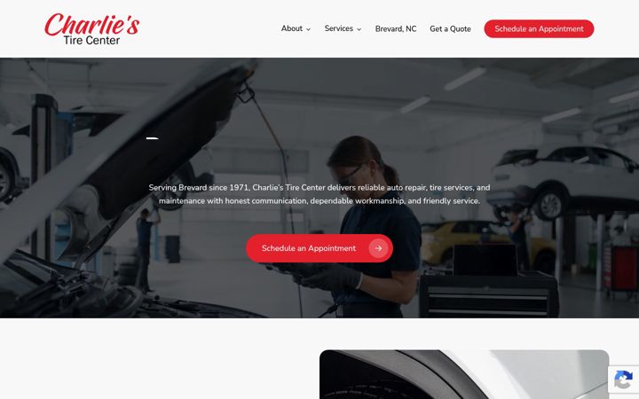 Screenshot of charliestirecenter.com