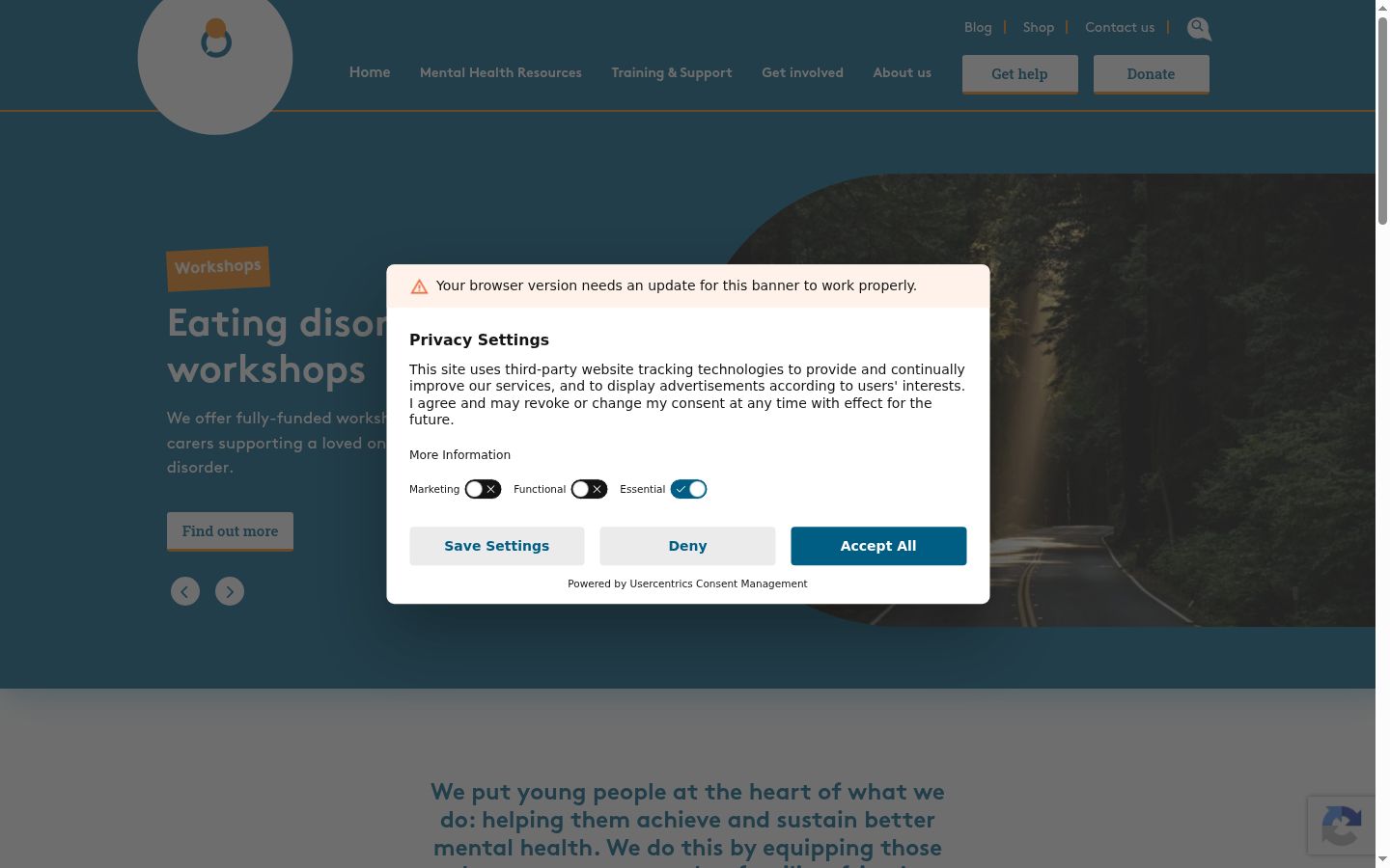 Screenshot of the consent banner shown before any interaction