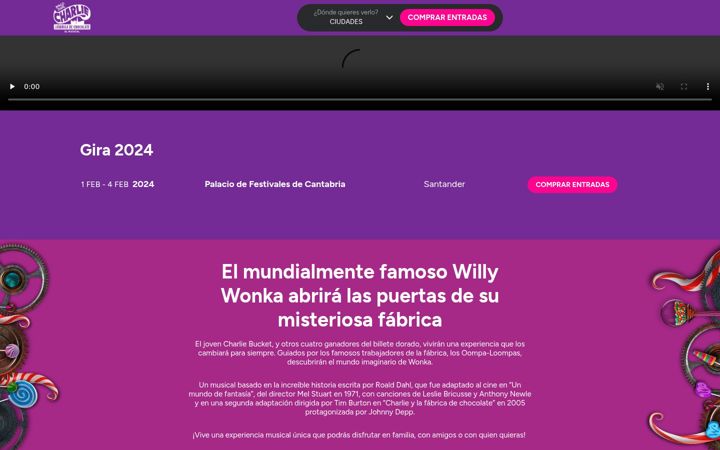 Snímek obrazovky charlieylafabricadechocolate.es