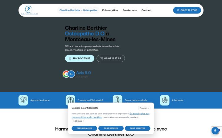 Skjámynd af charlineberthierosteopathe.fr