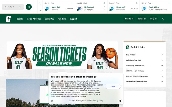 Snimka zaslona za charlotte49ers.com