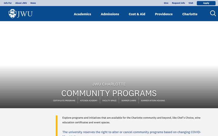 Screenshot von charlottecommunity.jwu.edu