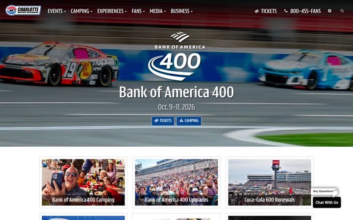 Screenshot of charlottemotorspeedway.com