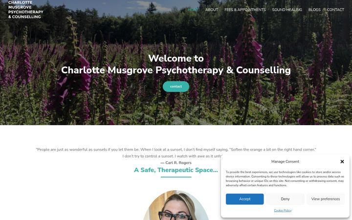 Screenshot ta' charlottemusgrovecounselling.co.uk