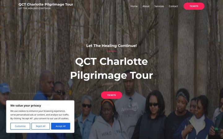 Screenshot of charlottepilgrimagetour.com