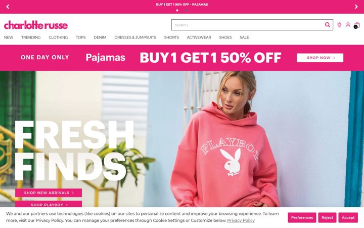 Screenshot of charlotterusse.com