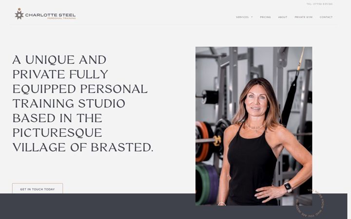 Screenshot van charlottesteelpersonaltraining.co.uk