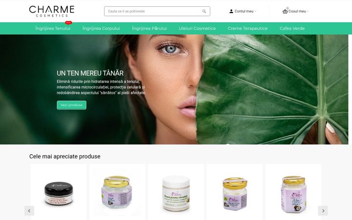 Ekrano kopija charmecosmetics.ro