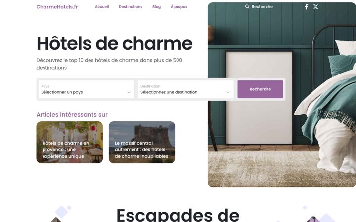 Captura de pantalla de charmehotels.fr