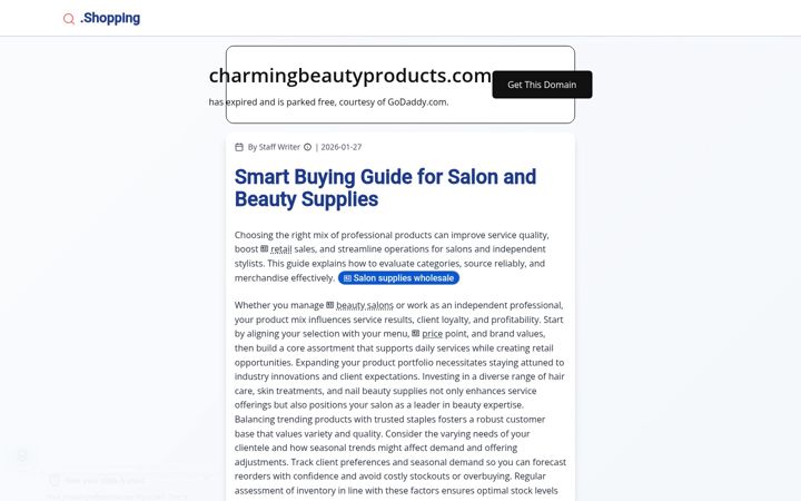 Snímek obrazovky charmingbeautyproducts.com