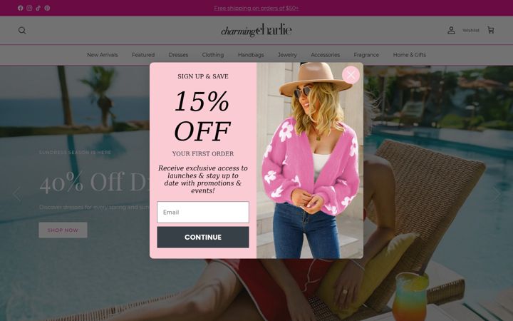 Screenshot of charmingcharlie.com