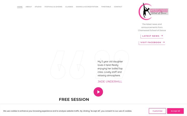 Screenshot of charnwooddance.com