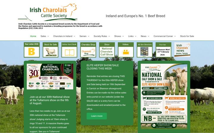 Snímek obrazovky charolais.ie