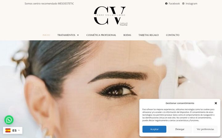 Snímek obrazovky charovillasclarasesteticaymaquillaje.es
