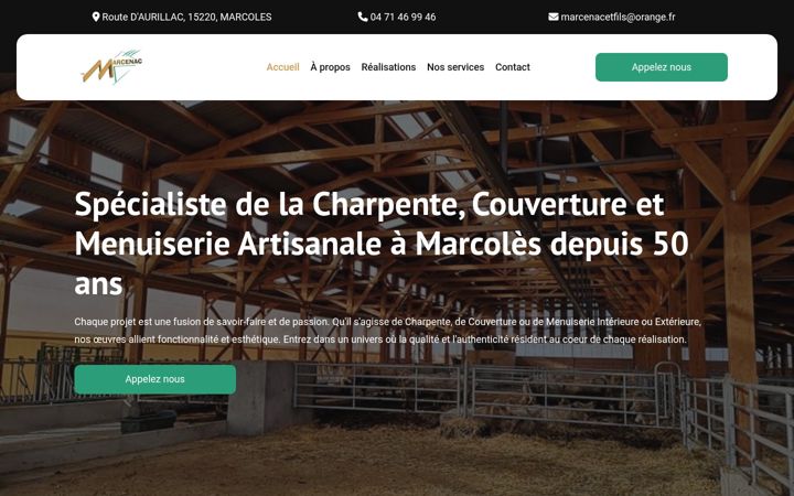 Képernyőkép: charpente-aurillac-marcenac.fr