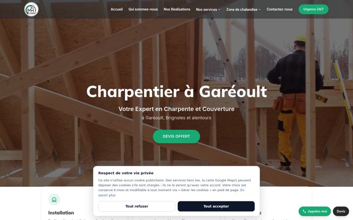 Snimka zaslona za charpente-gareoult.fr