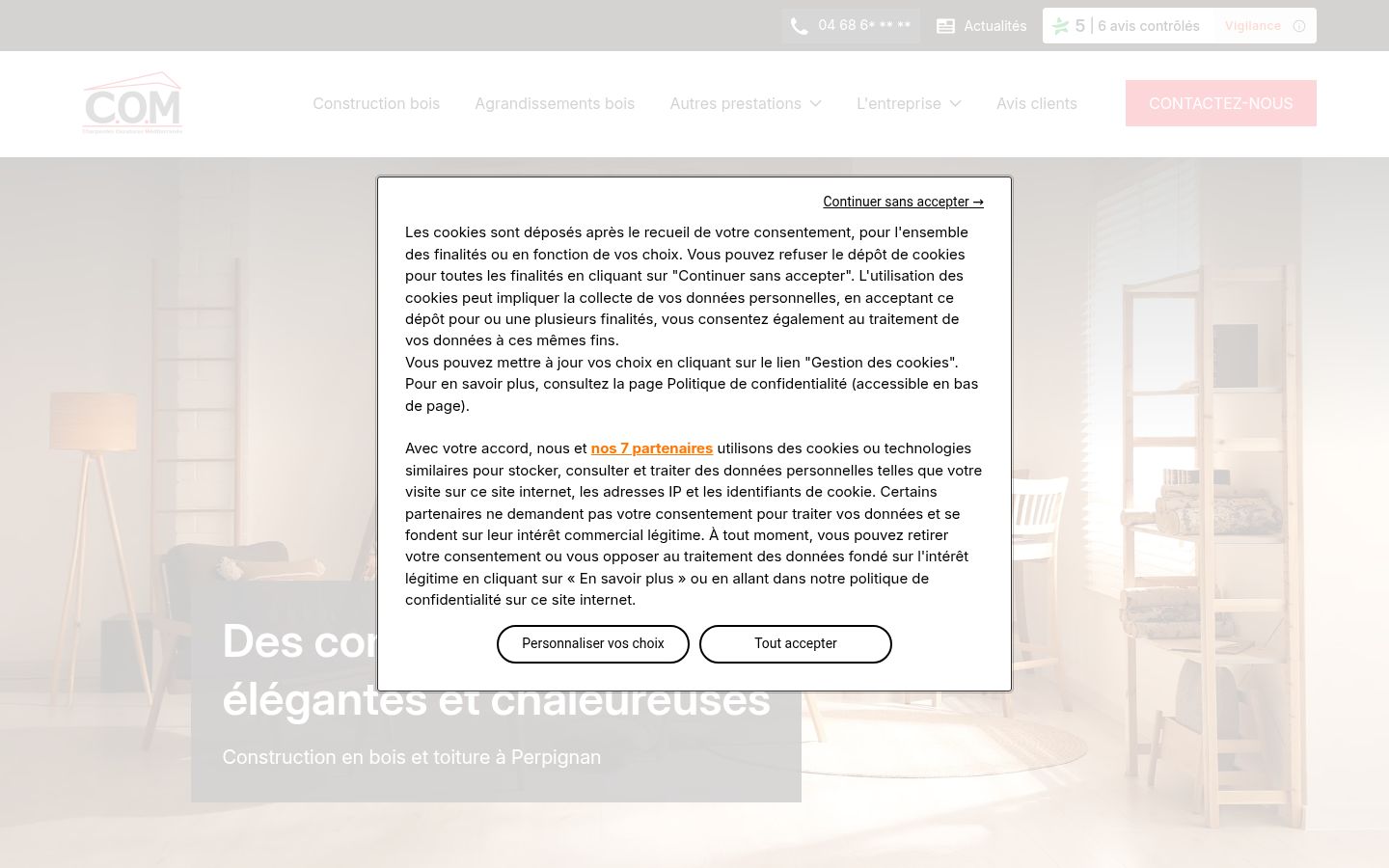 Screenshot van de toestemmingsbanner zoals getoond vóór enige interactie