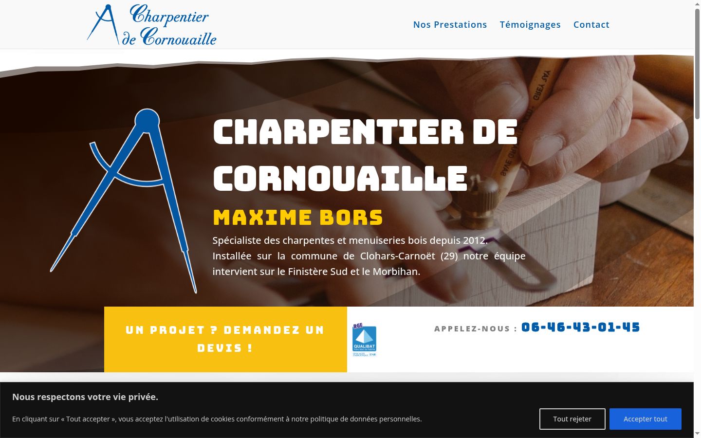 Capture d'écran de la bannière de consentement affichée avant toute interaction