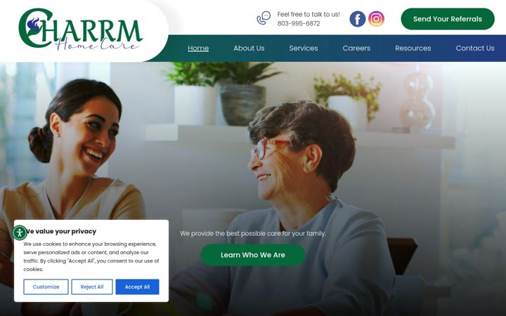 Screenshot of charrmhomecare.com