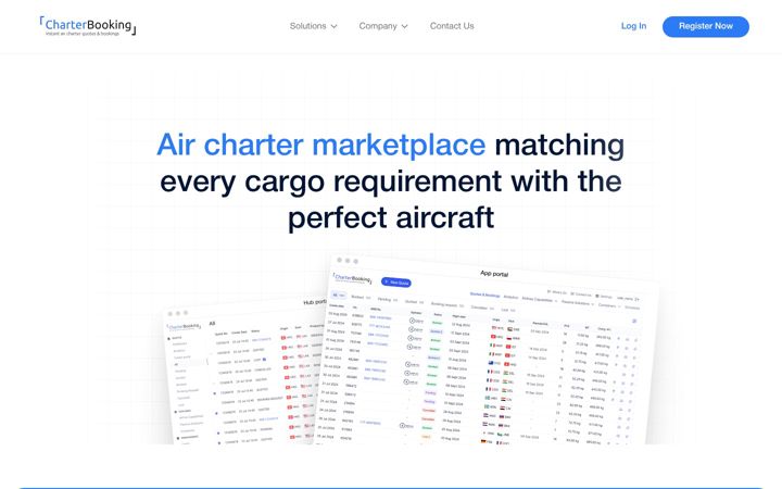 Screenshot of charterbooking.aero