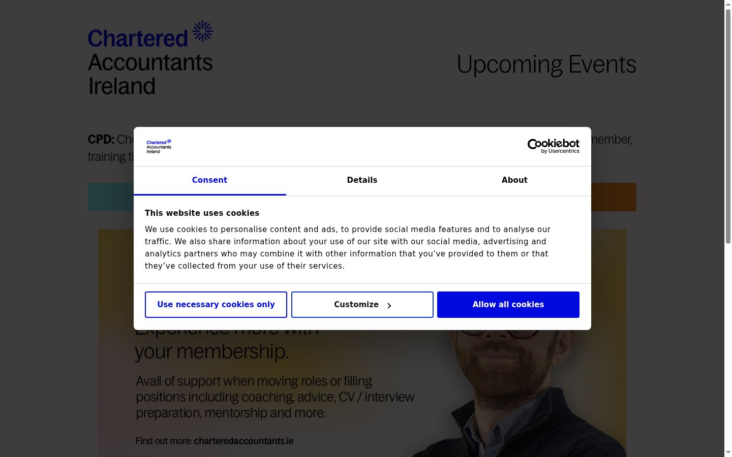 Screenshot of the consent banner shown before any interaction