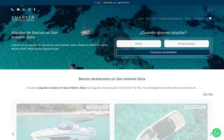 Screenshot von charterforyouibiza.com