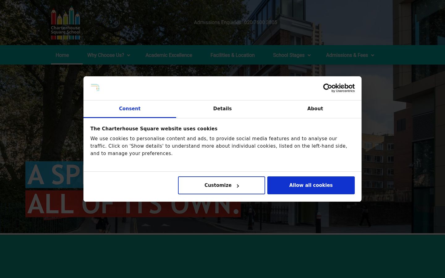 Screenshot van de toestemmingsbanner zoals getoond vóór enige interactie