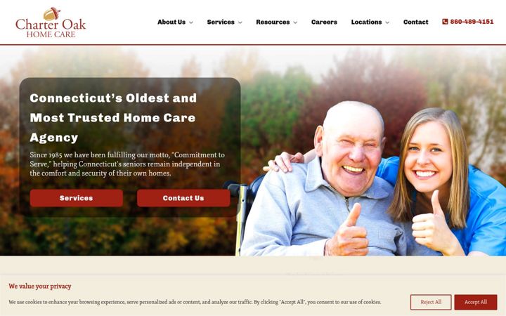 Screenshot of charteroakhomecare.com
