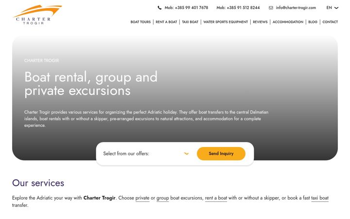 Screenshot of chartertrogir.com