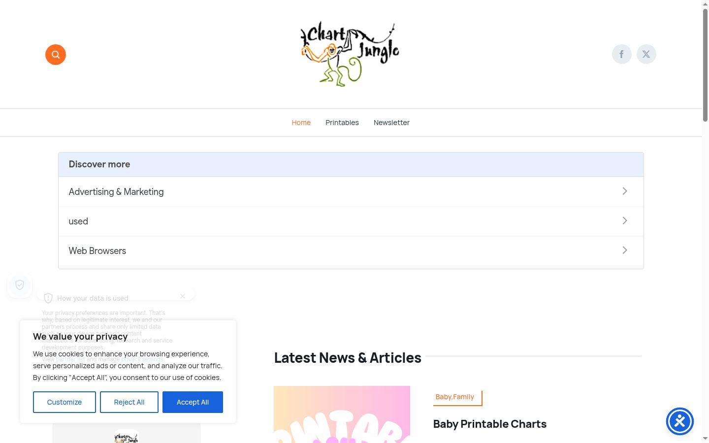 Screenshot of the consent banner shown before any interaction