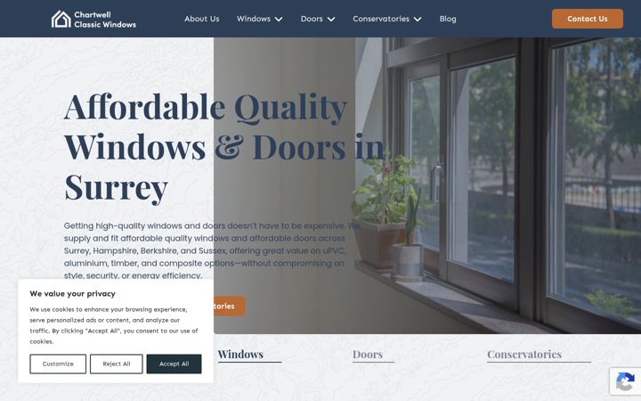 Screenshot of chartwellclassicwindows.com