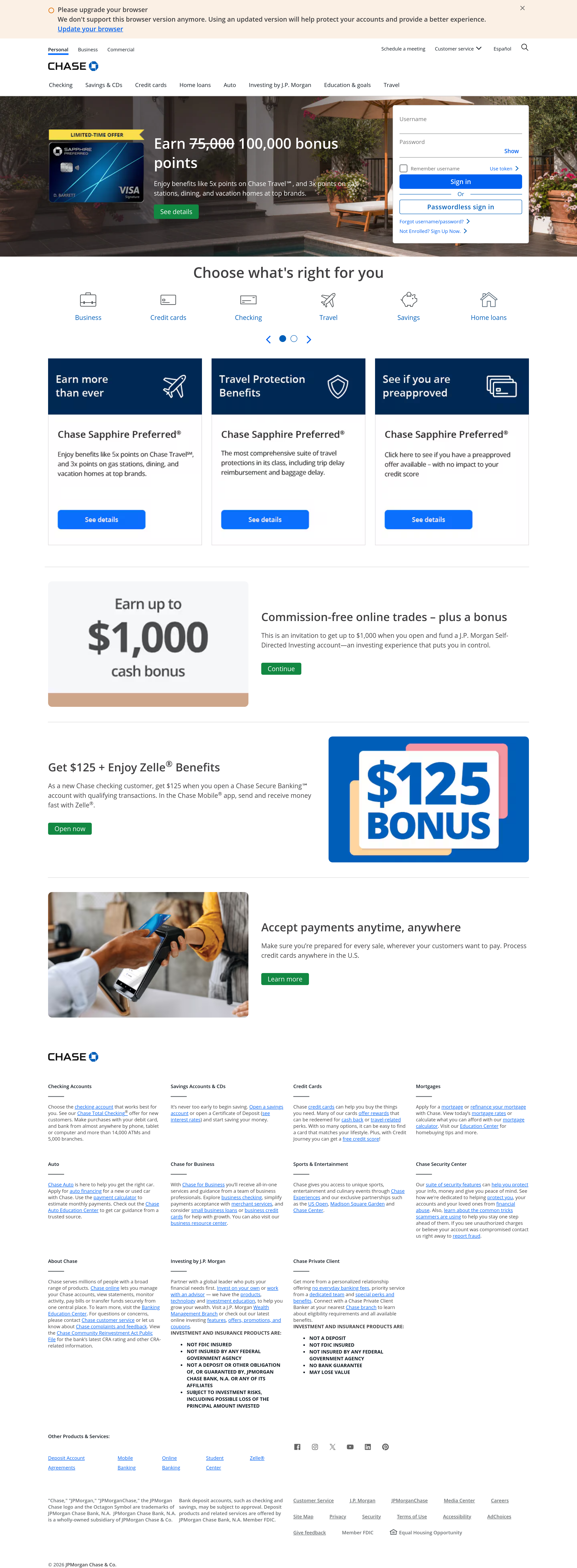 Screenshot of chase.com