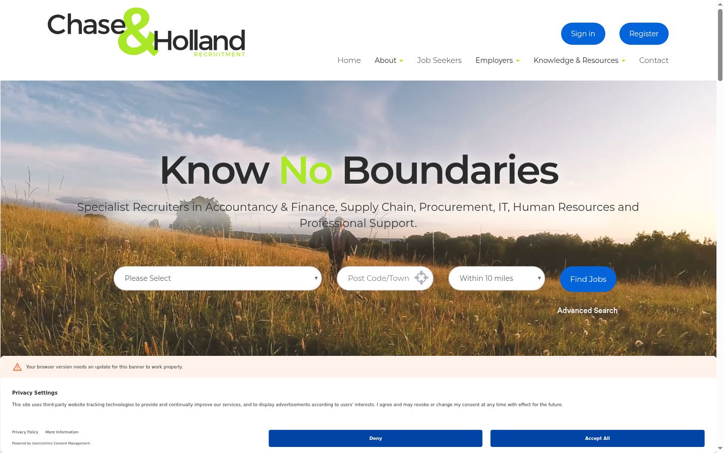 Screenshot of the consent banner shown before any interaction