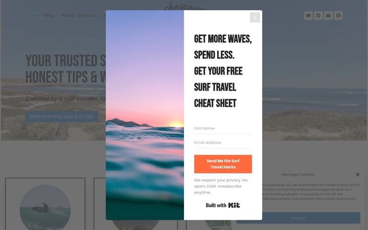 Screenshot of chaseawave.com